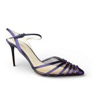 Giorgio Armani Women’s Purple Silk Strappy Pointed Toe Heels Ankle Strap Size 38